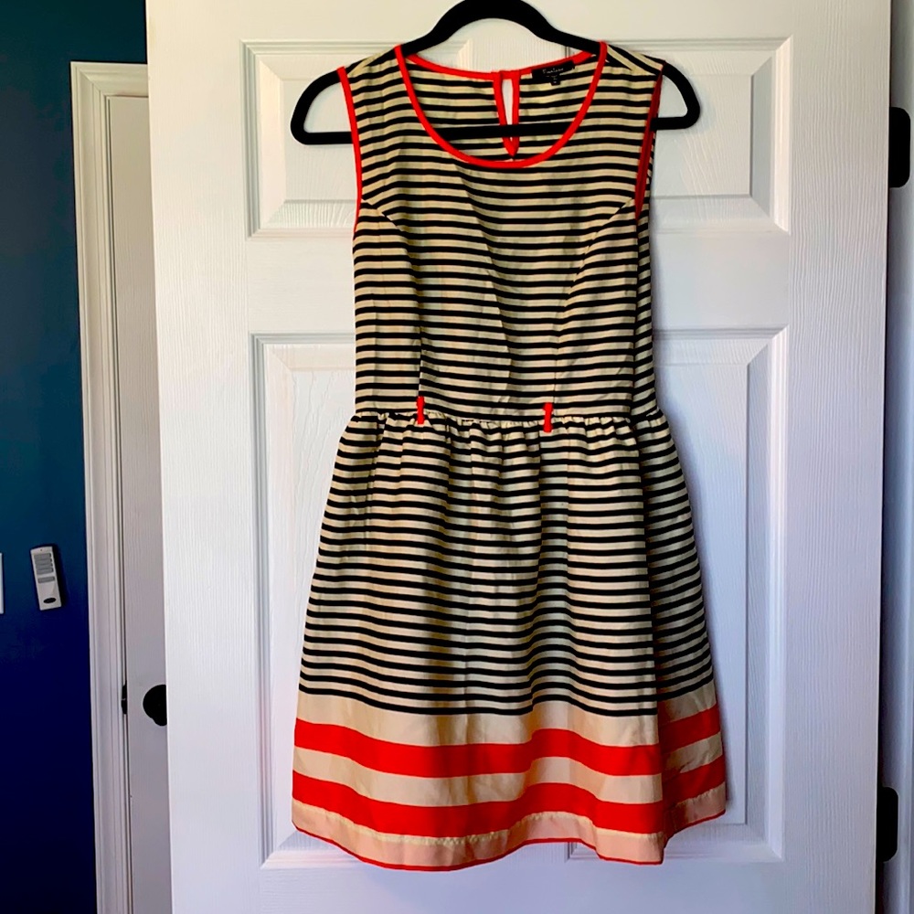 Monteau “fit & flare” striped dress